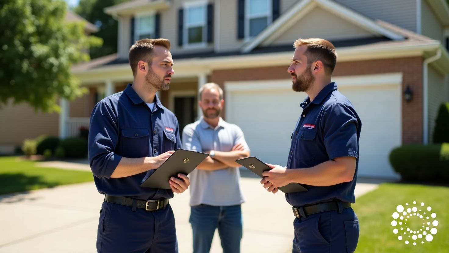 Two technicians show up to the same job. Somehow, they were both booked for the same job.