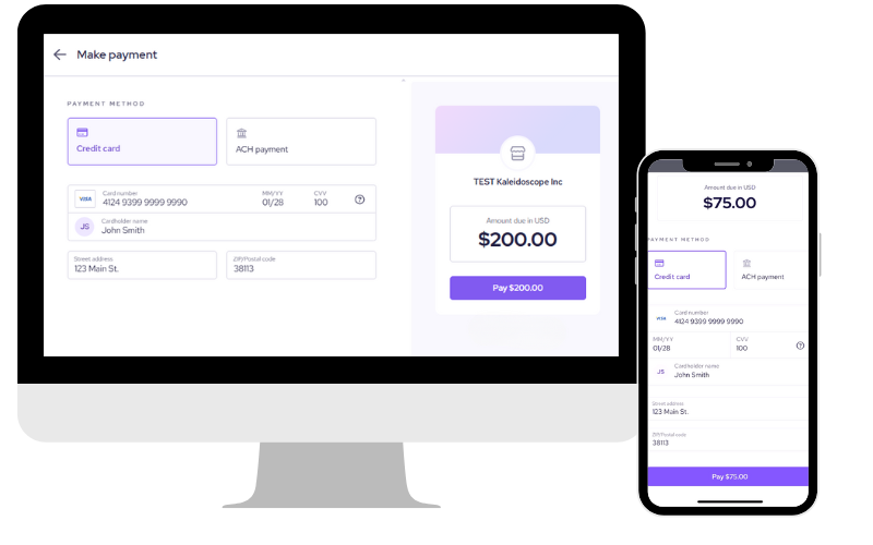 With Kaleidoscope Field Service Management software, users can receive payments in the field or over the phone.